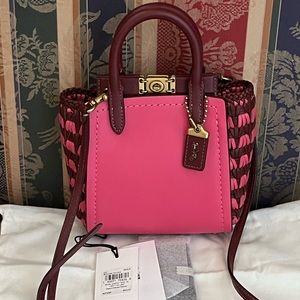NWT Coach Troupe Tote 16 with Confetti Pink Weaving Multi Bag
